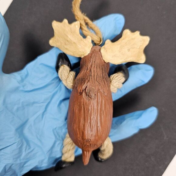 Vintage‎ Bert Anderson Christmas Moose Elk Ornament 2002 Dangling Folk Art Jute - Picture 12 of 14